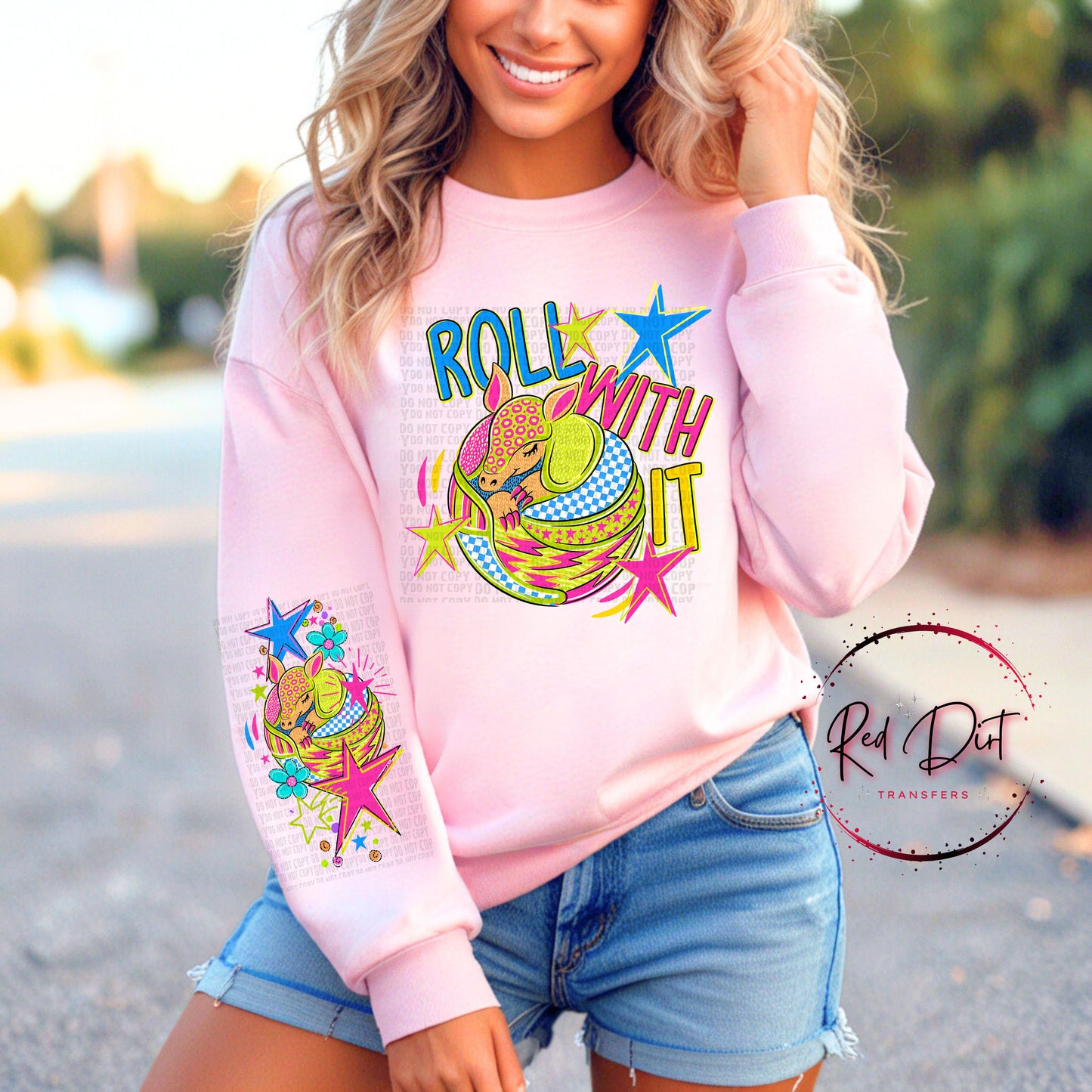 Roll With It DTF Transfer | Armadillo Sleeve Transfer | Retro Western Shirt Print | Boutique Graphic Tee