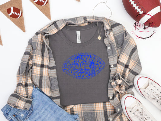Royal Blue Football Doodle DTF Transfer | Royal Football Heat Transfer | Ready to Press Transfer