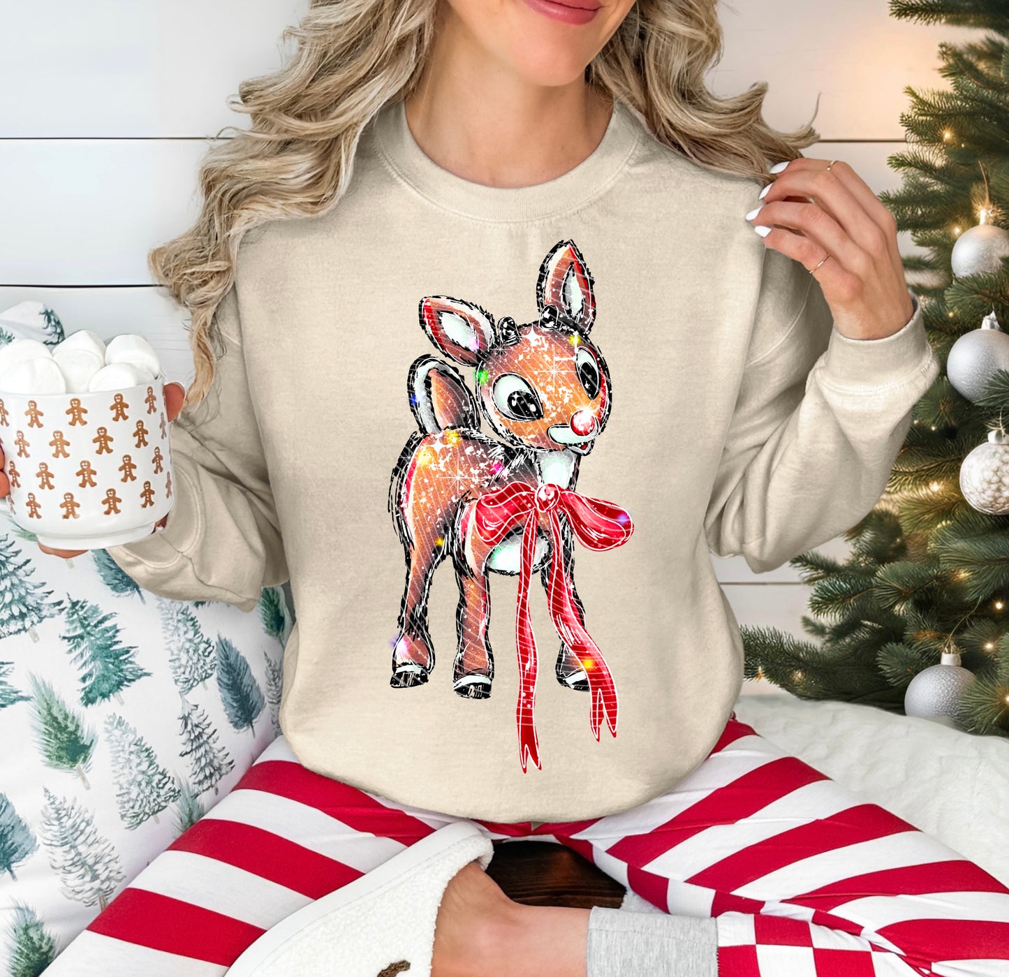 Christmas Deer DTF Transfer | Trendy Christmas DTF Transfer | High Quality Image Transfers | Ready to Press | Instant Peel