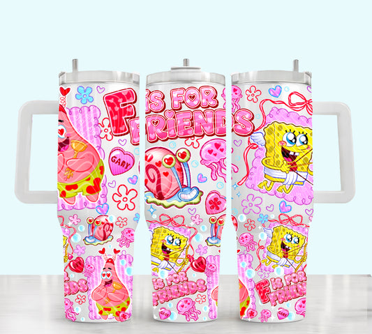 F is For Friends UV DTF 40oz Tumbler Transfer | Trendy Valentine's Day Tumbler Wrap | Ready to Transfer | High Quality | Waterproof UV Transfer