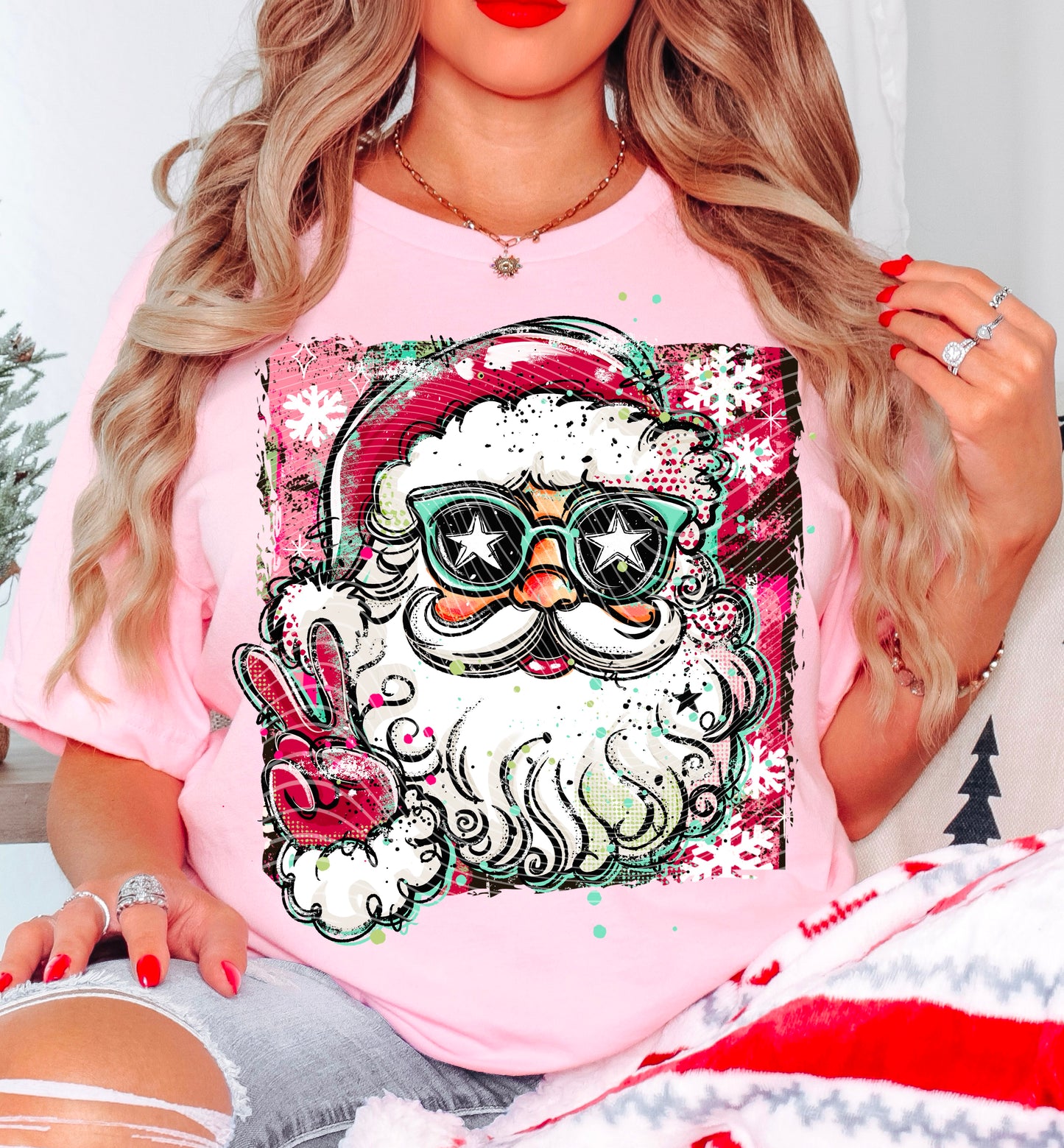 Doodle Santa DTF Transfer | Trendy Christmas DTF Transfer | High Quality Image Transfers | Ready to Press | Instant Peel
