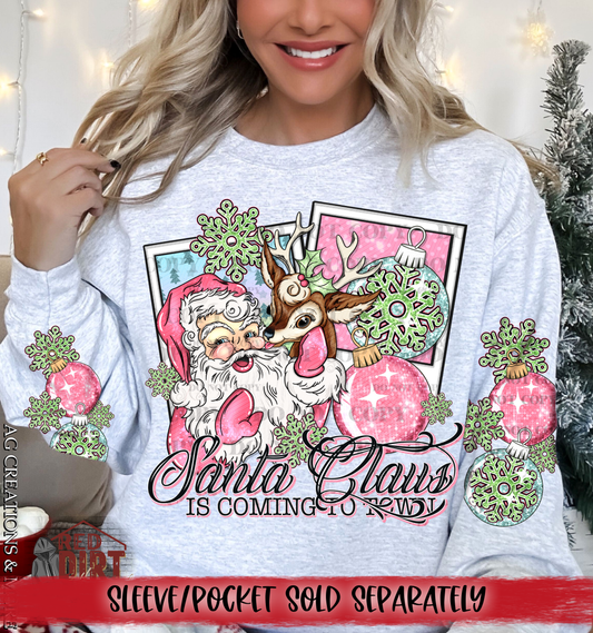 Santa Claus Is Coming To Town DTF Transfer | Cute Christmas DTF Transfer | Ready to Press | High Quality DTF Transfers | Fast Shipping