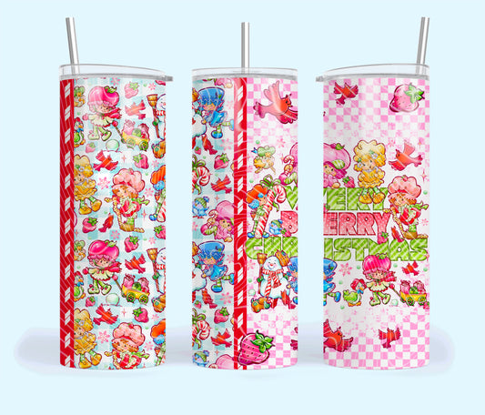 Very Berry Christmas Insulated Tumbler with Plastic Lid and Sealed Reusable Straw | Trendy Christmas Cup | Hot/Cold Tumbler
