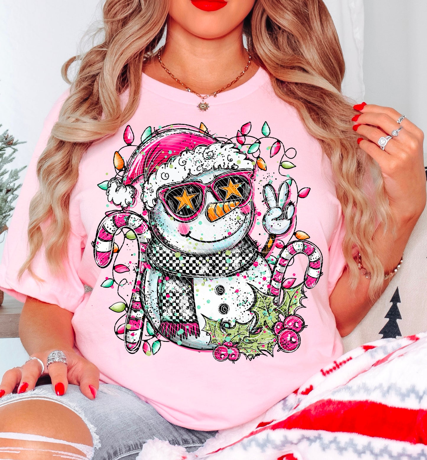Doodle Snowman DTF Transfer | Trendy Christmas DTF Transfer | High Quality Image Transfers | Ready to Press | Instant Peel