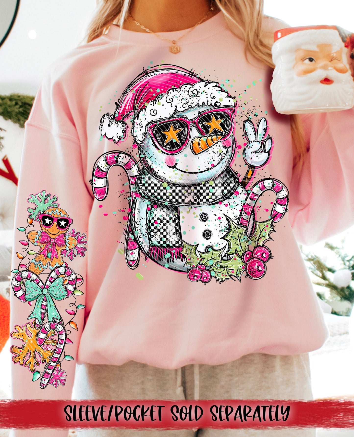 Doodle Snowman DTF Transfer | Trendy Christmas DTF Transfer | High Quality Image Transfers | Ready to Press | Instant Peel