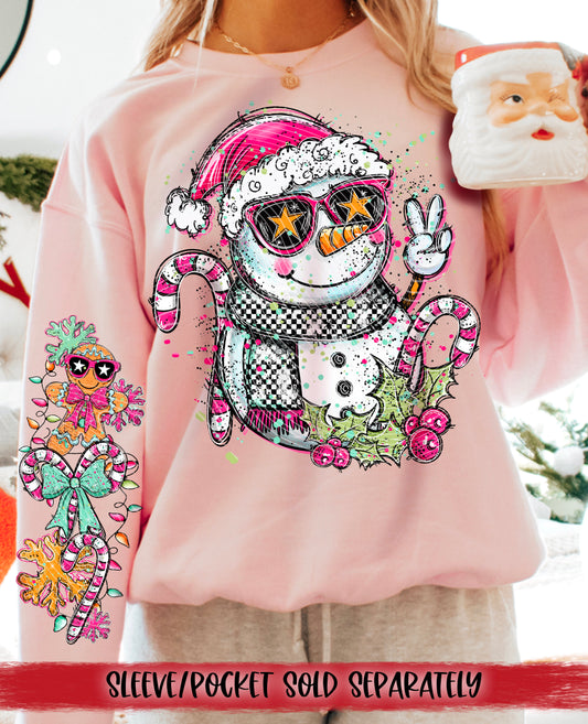 Doodle Snowman DTF Transfer | Trendy Christmas DTF Transfer | High Quality Image Transfers | Ready to Press | Instant Peel
