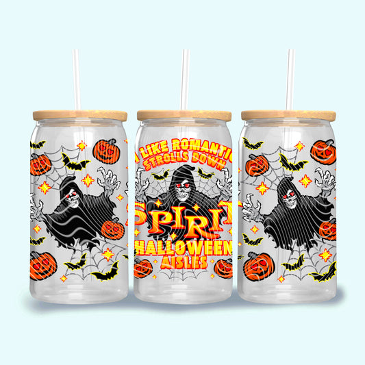 Halloween Shopping Glass Libbey Cup |16 oz Libbey Glass Can | Snow Globe Tumbler Upgrade | Fast Shipping