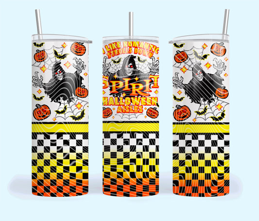 Halloween Shopping Insulated Tumbler with Plastic Lid and Sealed Reusable Straw | Trendy Halloween Cup | Hot/Cold Tumbler