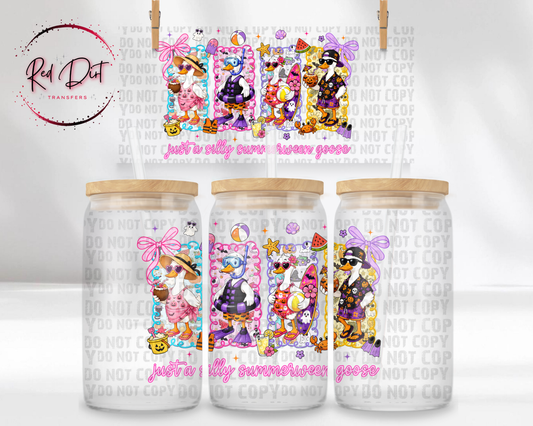 Summerween Goose UV DTF Transfer | Funny Goose Cup Wrap | Summer Halloween Tumbler Transfer | Spooky Summer Drinkware