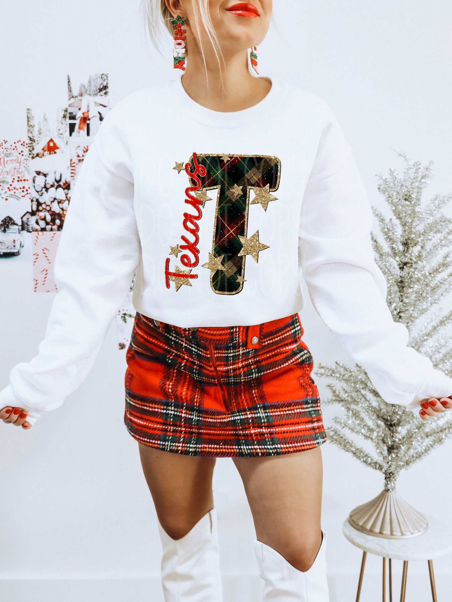 Texans Christmas Plaid Mascot DTF Transfer | Trendy School Spirit DTF Transfer | High Quality Image Transfers | Ready to Press | Instant Peel