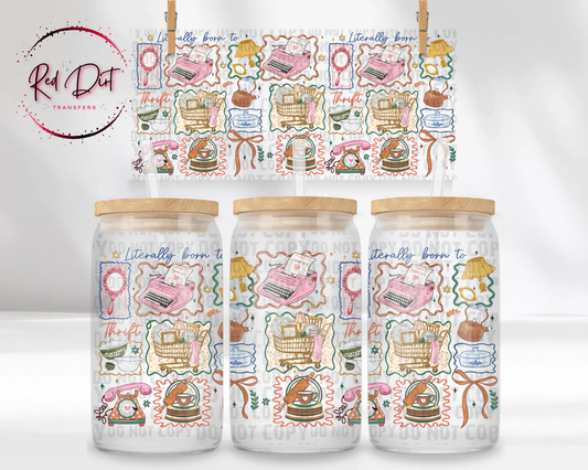 Thrift Store UV DTF Transfer | Vintage Thrifted Cup Wrap | Retro Antique Tumbler Transfer | Bookish Vintage Drinkware