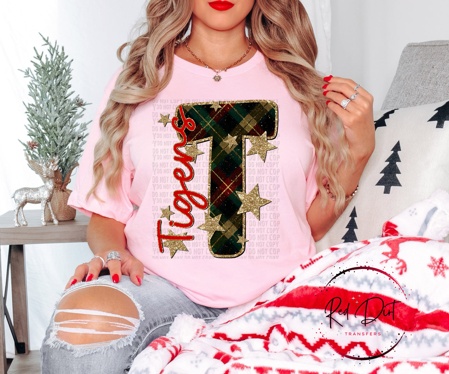 Tigers Christmas Plaid Mascot T-Shirt | Trendy School Spirit Shirt | Fast Shipping | Super Soft Shirts for Men/Women/Kid's