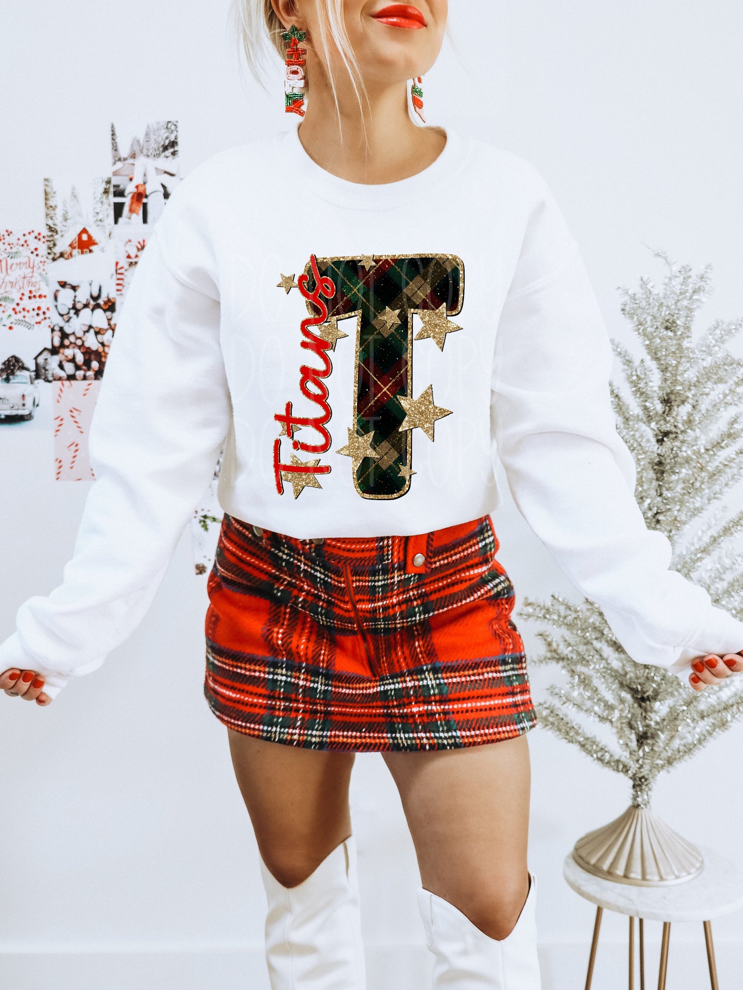 Titans Christmas Plaid Mascot DTF Transfer | Trendy School Spirit DTF Transfer | High Quality Image Transfers | Ready to Press | Instant Peel