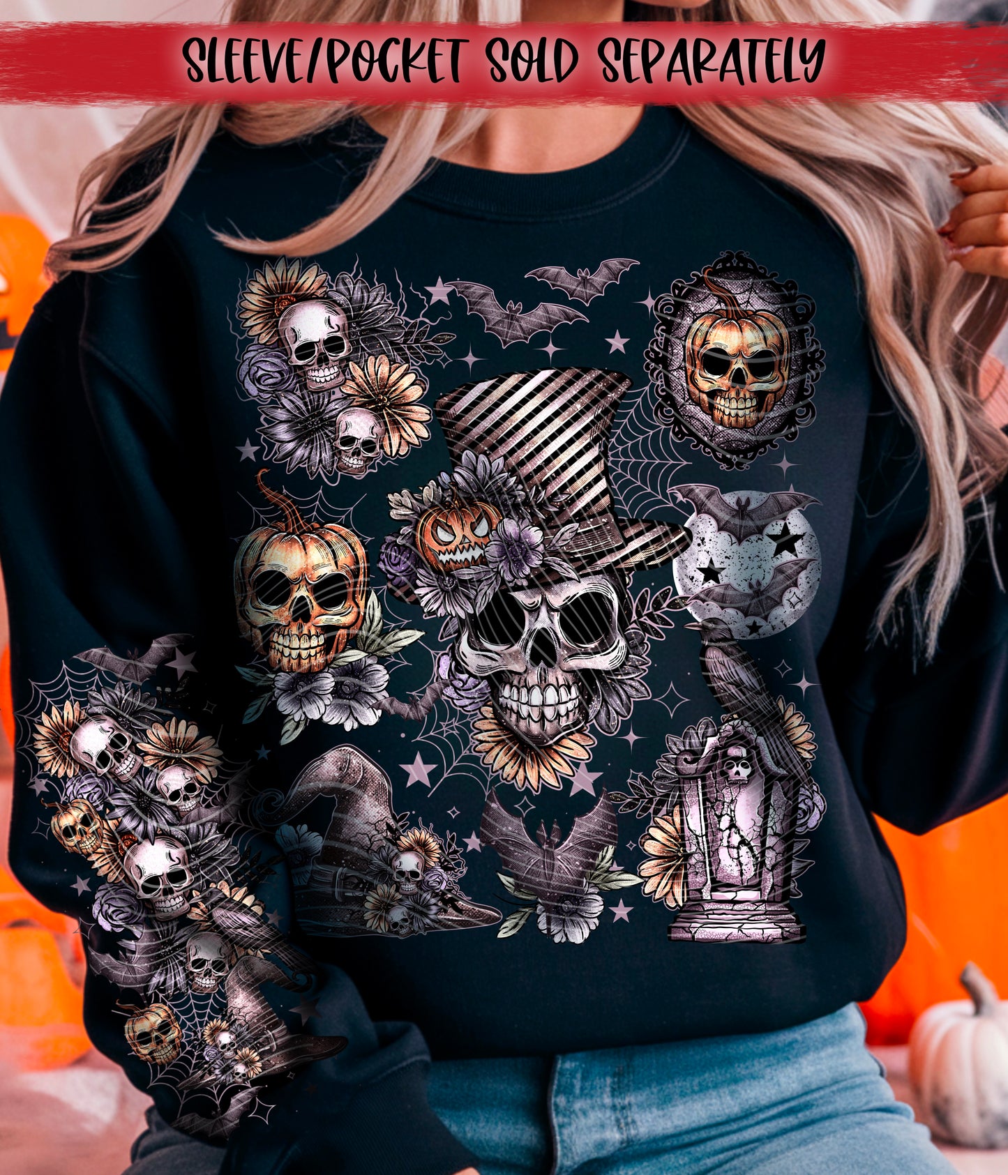 Top Hat Skull (Purple Stars) DTF Transfer | Trendy Halloween DTF Transfer | Ready to Press | High Quality DTF Transfers | Fast Shipping