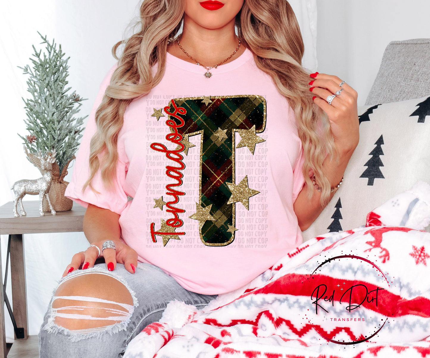 Tornadoes Christmas Plaid Mascot T-Shirt | Trendy School Spirit Shirt | Fast Shipping | Super Soft Shirts for Men/Women/Kid's