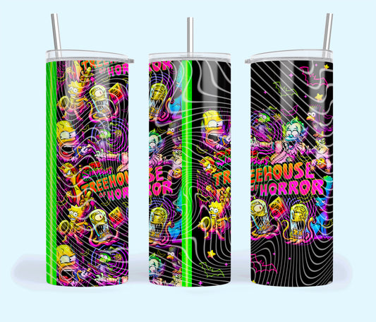 Tree Horror Insulated Tumbler with Plastic Lid and Sealed Reusable Straw | Trendy Halloween Cup | Hot/Cold Tumbler
