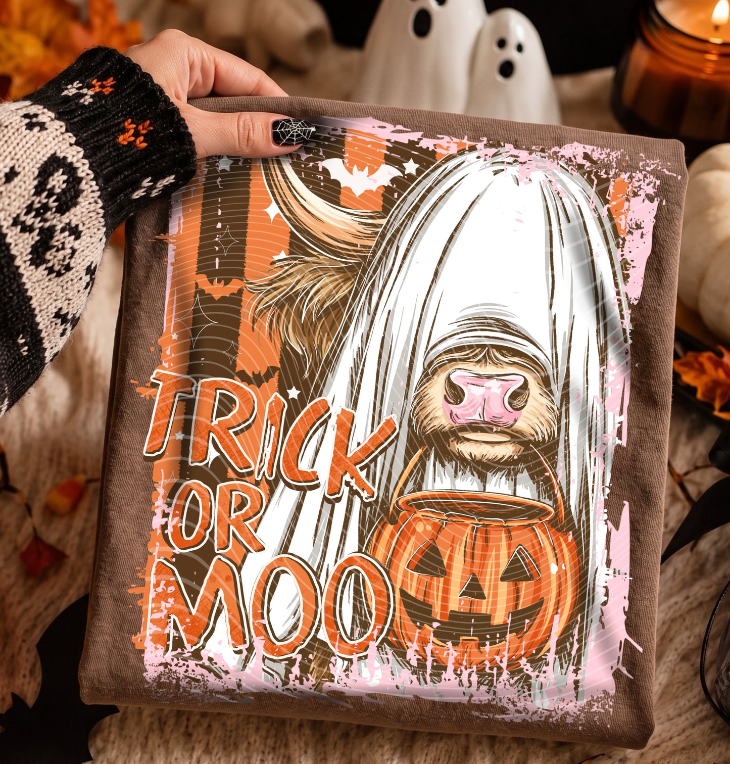 Highland Cow Halloween DTF Transfer, Boo Y'all, Trick or Moo, Halloween Cow Transfer, Fall DTF, Western Halloween Shirt
