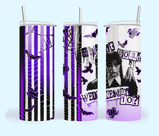 WWWD Purple Insulated Tumbler with Plastic Lid and Sealed Reusable Straw | Trendy Halloween Cup | Hot/Cold Tumbler