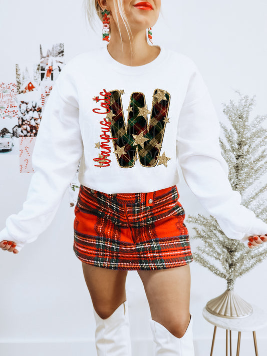 Wampus Cats  Christmas Plaid Mascot DTF Transfer | Trendy School Spirit DTF Transfer | High Quality Image Transfers | Ready to Press | Instant Peel