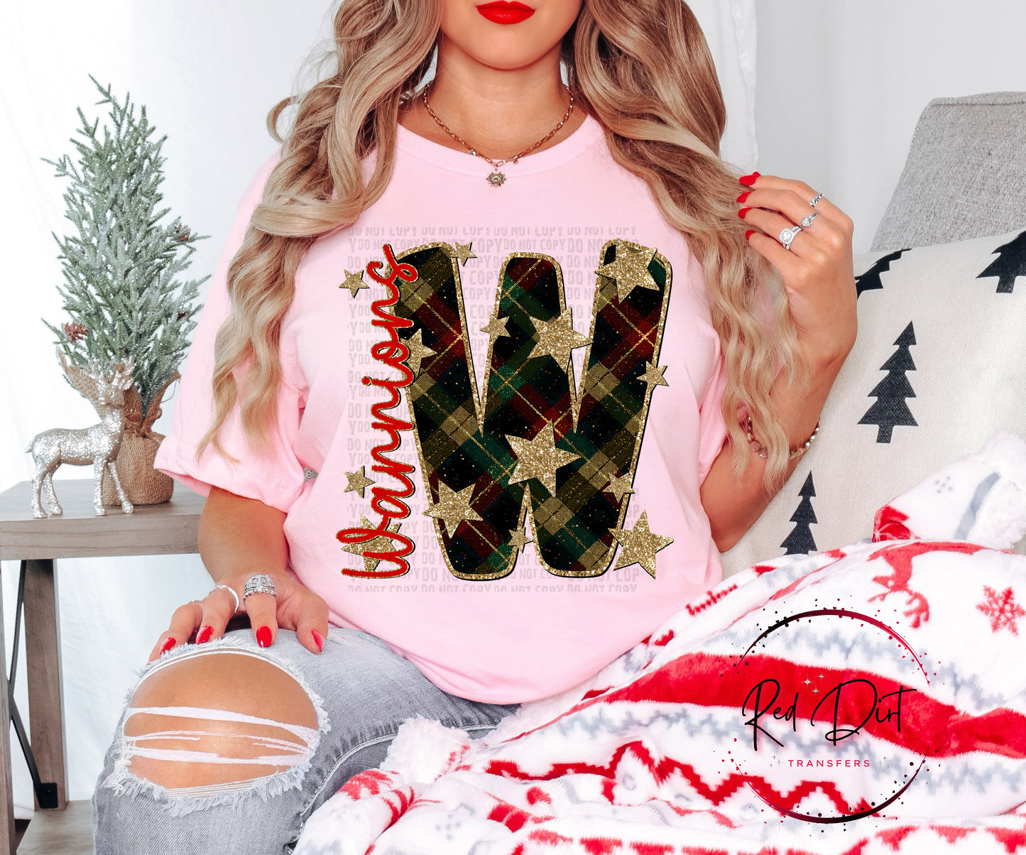 Warriors Christmas Plaid Mascot T-Shirt | Trendy School Spirit Shirt | Fast Shipping | Super Soft Shirts for Men/Women/Kid's