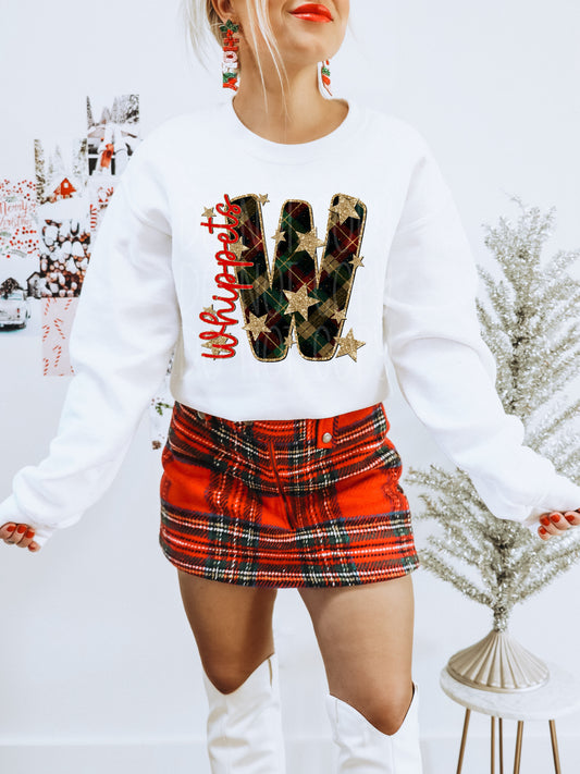 Whippets Christmas Plaid Mascot DTF Transfer | Trendy School Spirit DTF Transfer | High Quality Image Transfers | Ready to Press | Instant Peel