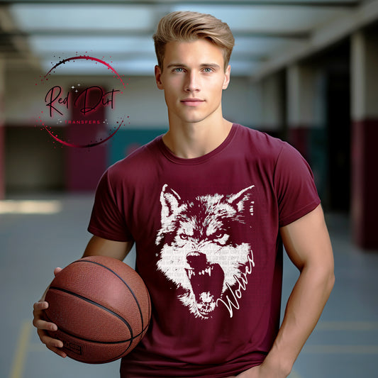 Aggressive Wolves Mascot DTF Transfer, School Spirit Mascot Transfer, Sports Team Wolves Design, Ready To Press Mascot Transfer