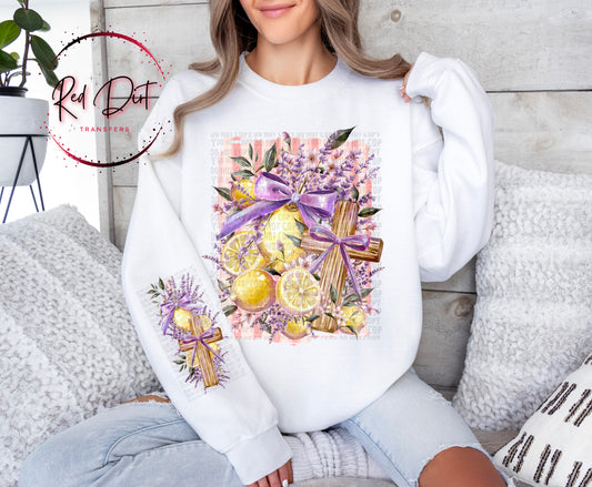 Lavender Lemon Cross DTF Transfer, Christian Floral Citrus Design, Purple Bow Faith Transfer, Religious Easter Shirt Transfer, Ready to Press