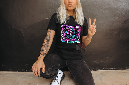 Antisocial Butterfly T-Shirt | Trendy Snarky Shirt | Fast Shipping | Super Soft Shirts for Men/Women/Kid's