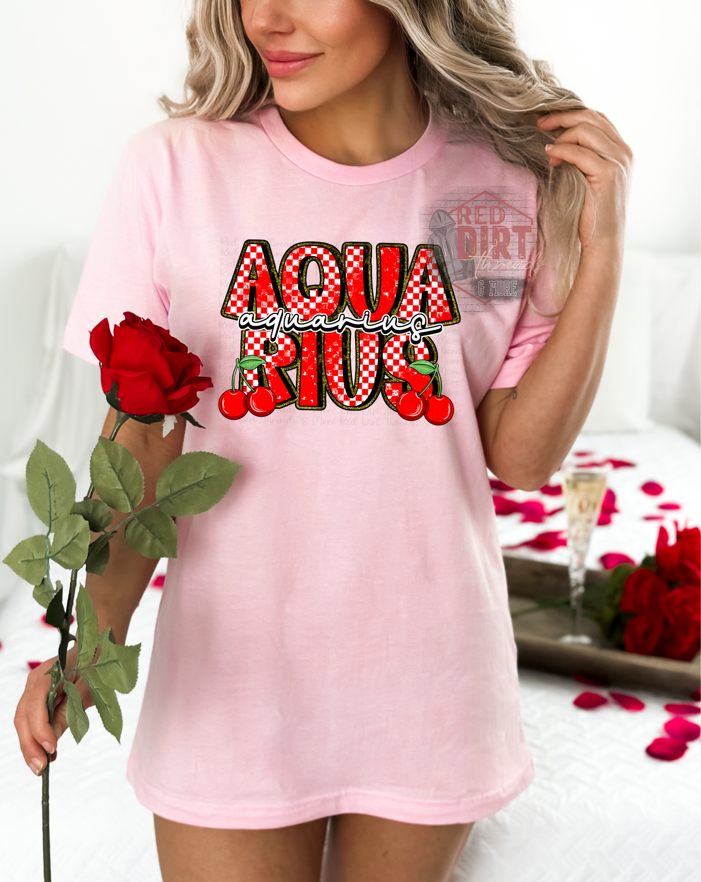 Aquarius Cherries DTF Transfer | Trendy Valentine Zodiac DTF Transfer | Ready to Press | High Quality DTF Transfers | Fast Shipping