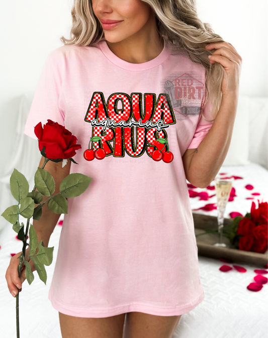 Aquarius Cherries DTF Transfer | Trendy Valentine Zodiac DTF Transfer | Ready to Press | High Quality DTF Transfers | Fast Shipping
