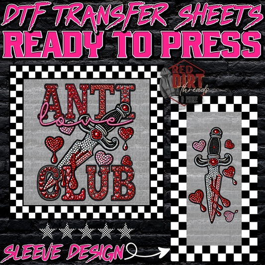 Anti Love Club DTF Transfer | Trendy Valentine's Day DTF Transfer | High Quality Image Transfers | Ready to Press | Fast Shipping
