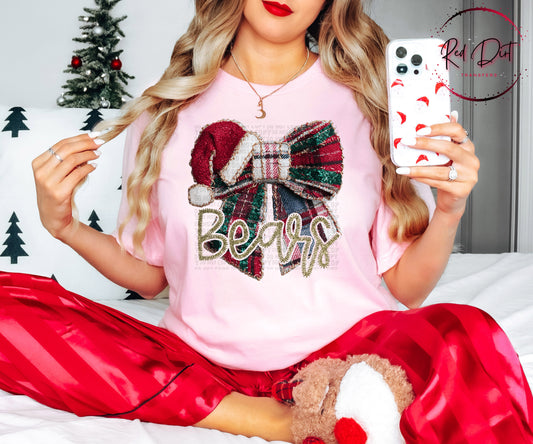 Bears Christmas Bow Mascot T-Shirt | Trendy School Spirit Shirt | Fast Shipping | Super Soft Shirts for Men/Women/Kid's