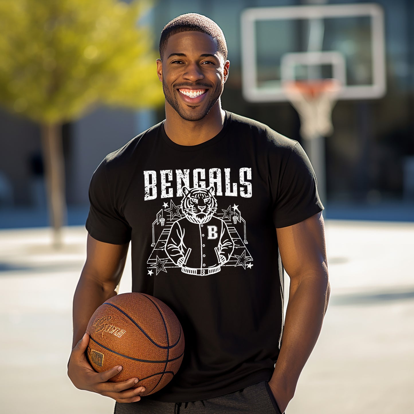 Bengals Basketball Letterman DTF Transfer | Trendy School Spirit DTF Transfer | High Quality Image Transfers | Ready to Press | Instant Peel