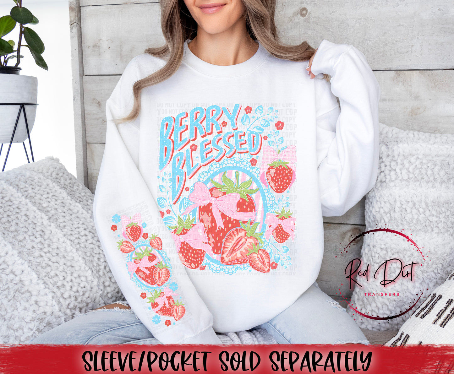 Berry Blessed DTF Transfer | Strawberry Bow Coquette Design | Trendy Summer Shirt Transfer | Mama Fruit Graphic