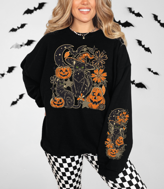 Black Cat Sweat Shirt | Trendy Halloween Hoodie | Fast Shipping | Super Soft Shirts for Women