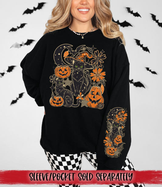 Black Cat (with outline) DTF Transfer | Trendy Halloween DTF Transfer | High Quality Image Transfers | Ready to Press | Instant Peel