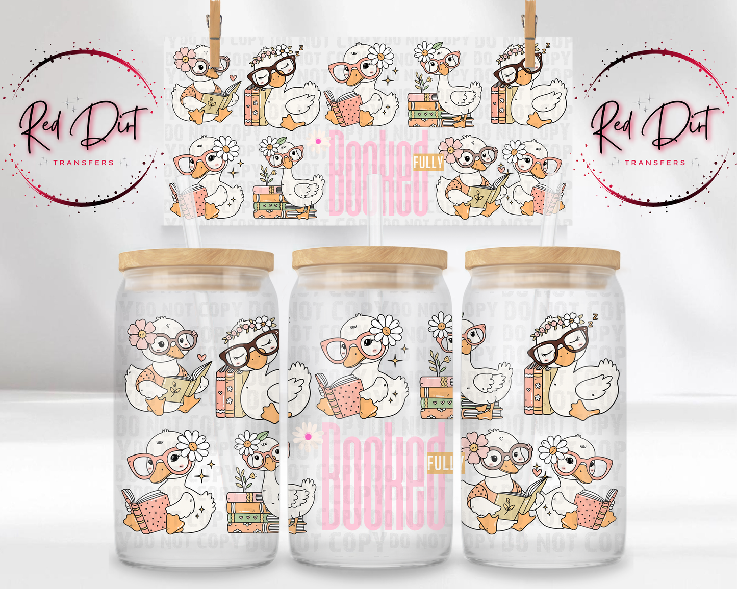 Booked Fully UV DTF Libbey Transfer | Trendy Bookish Libbey Wrap | Ready to Transfer | High Quality | Waterproof UV Transfer