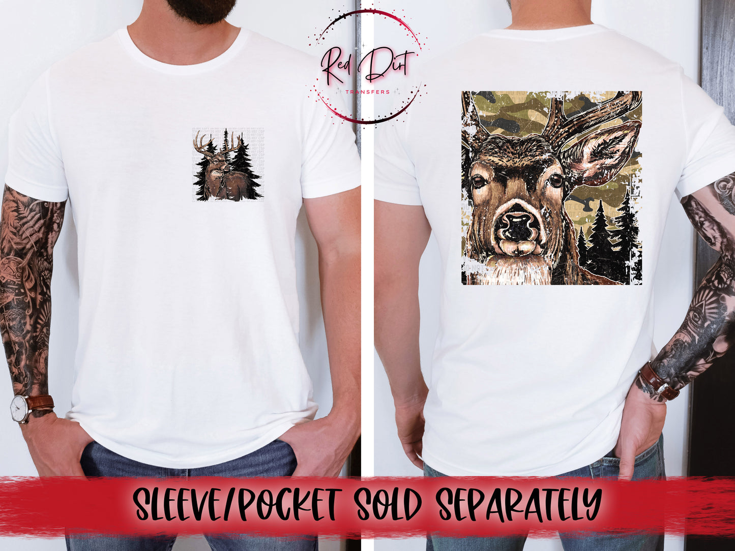 Buck No Bow Camo DTF Transfer | Trendy Hunting DTF Transfer | High Quality Image Transfers | Ready to Press | Instant Peel