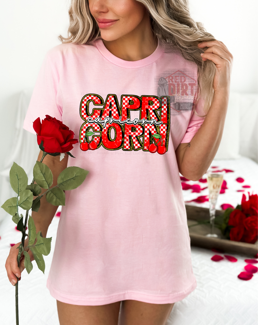 Capricorn Cherries DTF Transfer | Trendy Valentine Zodiac DTF Transfer | Ready to Press | High Quality DTF Transfers | Fast Shipping