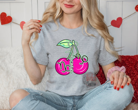 Capricorn Pink Cherries DTF Transfer | Trendy Valentine Zodiac DTF Transfer | Ready to Press | High Quality DTF Transfers | Fast Shipping