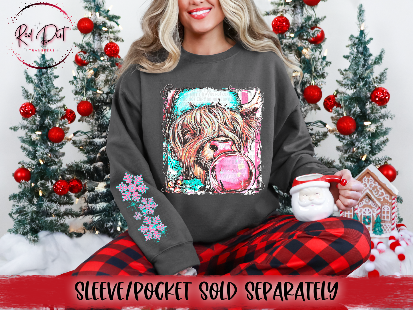 Christmas Cow DTF Transfer | Trendy Christmas DTF Transfer | High Quality Image Transfers | Ready to Press | Instant Peel