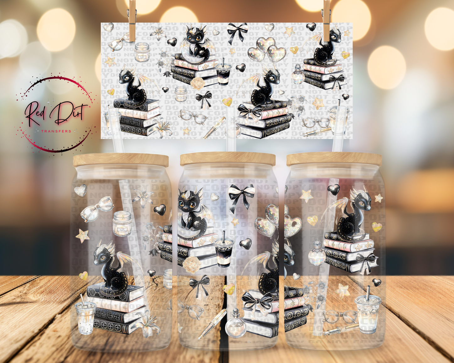 Book Dragon UV DTF Libbey Transfer | Trendy Bookish Libbey Wrap | Ready to Transfer | High Quality | Waterproof UV Transfer