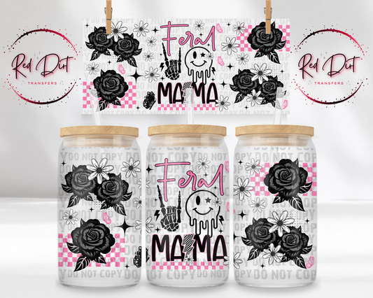 Feral Mama UV DTF Libbey Transfer | Trendy Libbey Wrap | Ready to Transfer | High Quality | Waterproof UV Transfer