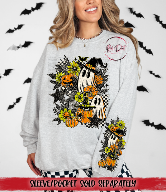 Floral Ghostie 2 DTF Transfer | Trendy Halloween DTF Transfer | High Quality Image Transfers | Ready to Press | Instant Peel