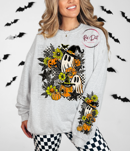 Floral Ghostie 2 Sweat Shirt | Trendy Halloween Hoodie | Fast Shipping | Super Soft Shirts for Women