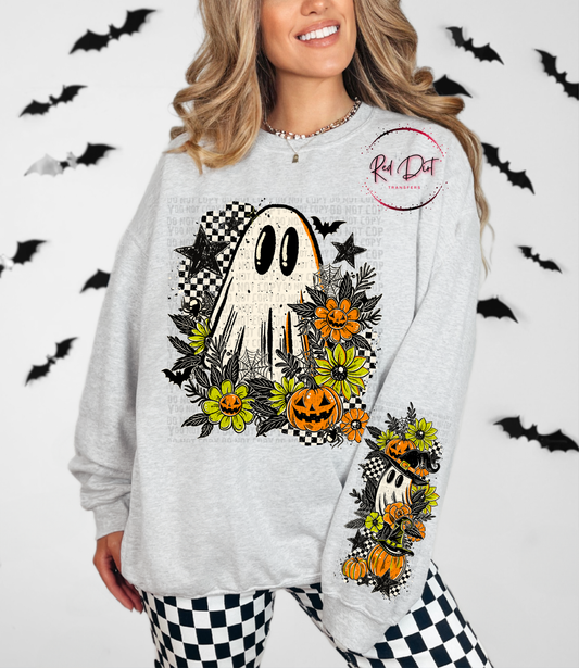 Floral Ghostie Sweat Shirt | Trendy Halloween Hoodie | Fast Shipping | Super Soft Shirts for Women