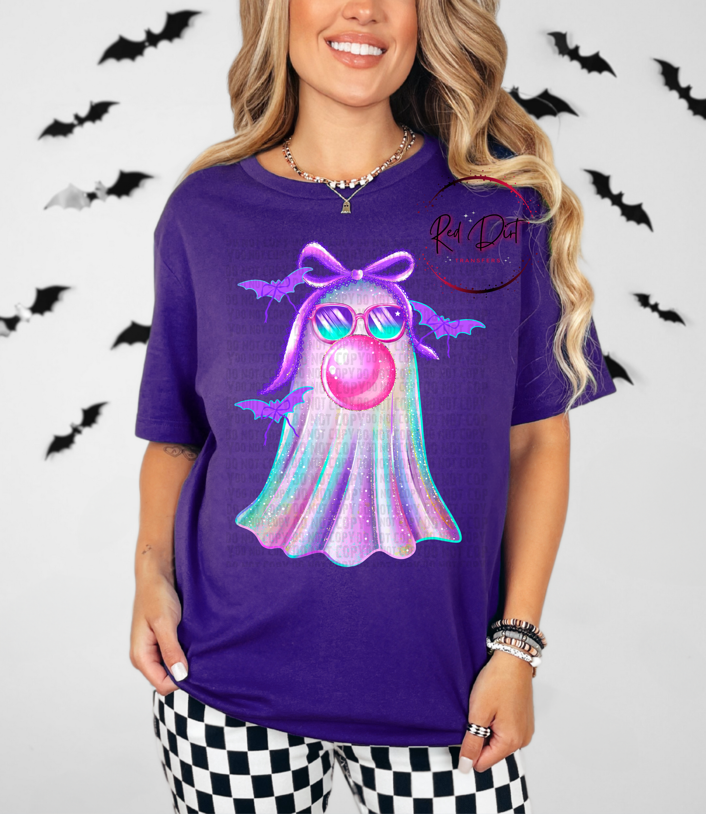 Colorful Ghost (With Bow) DTF Transfer | Trendy Spooky DTF Transfer | High Quality Image Transfers | Ready to Press | Instant Peel