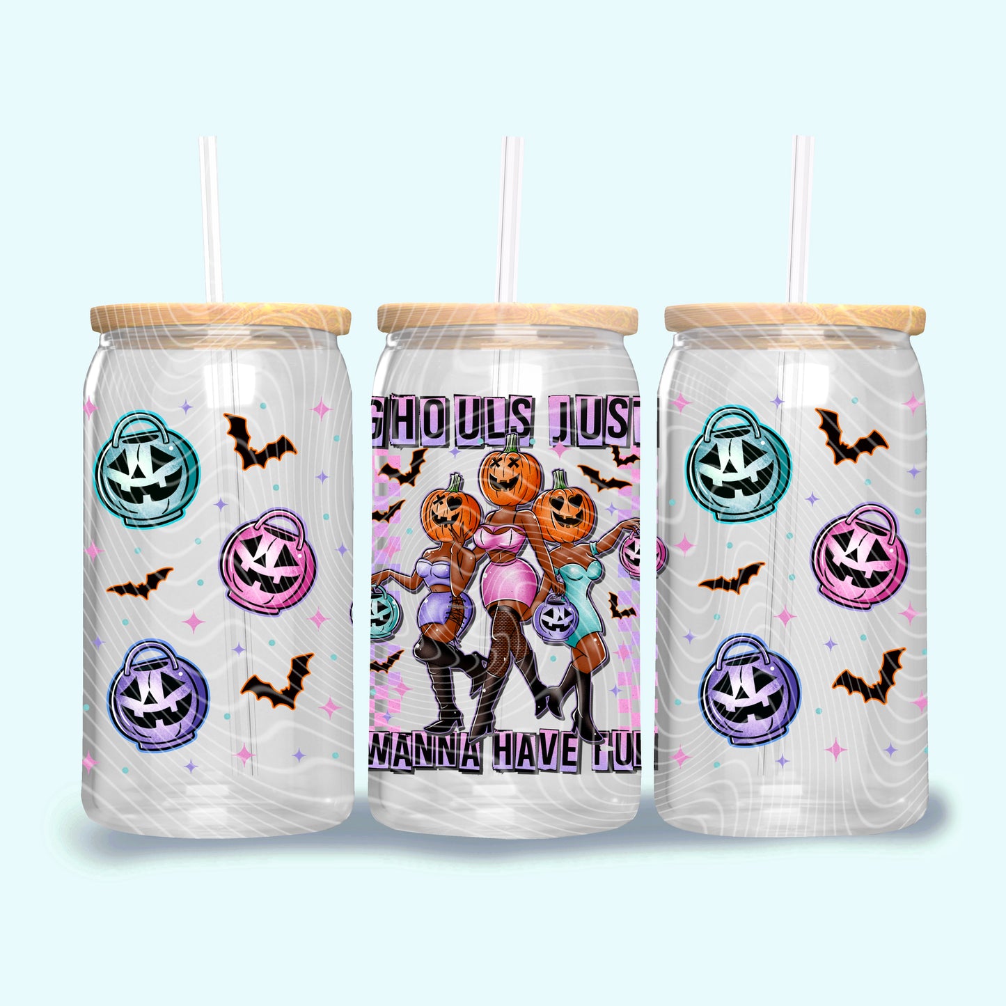 Ghouls Just Wanna Have Fun (Dark Skin) UV DTF Libbey Transfer | Trendy Halloween Libbey Wrap | Ready to Transfer | High Quality | Waterproof UV Transfer