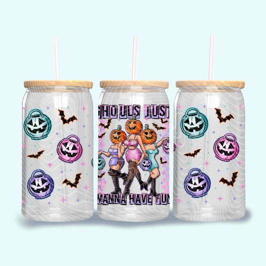 Ghouls Just Wanna Have Fun (Light Skin) UV DTF Libbey Transfer | Trendy Halloween Libbey Wrap | Ready to Transfer | High Quality | Waterproof UV Transfer