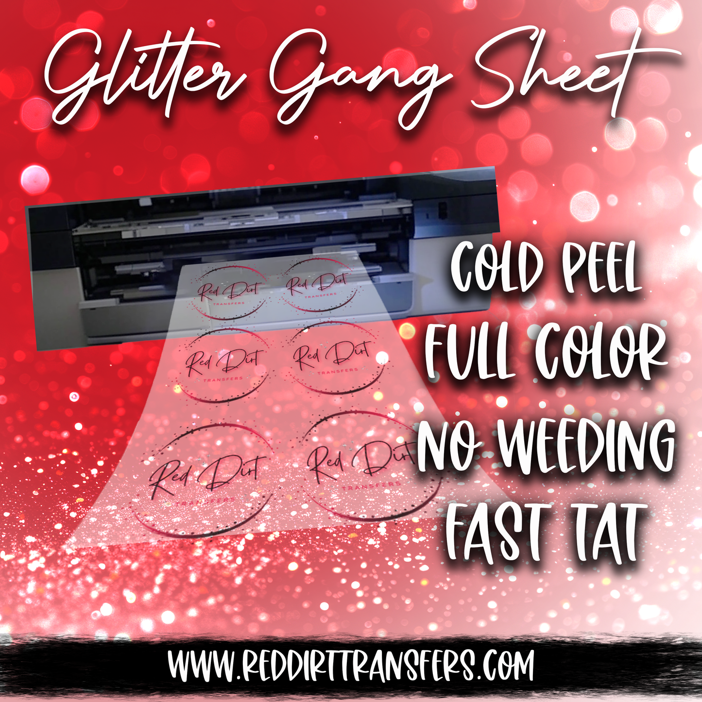 Glitter Rolling Gang Sheet-Cold Peel Direct to Film